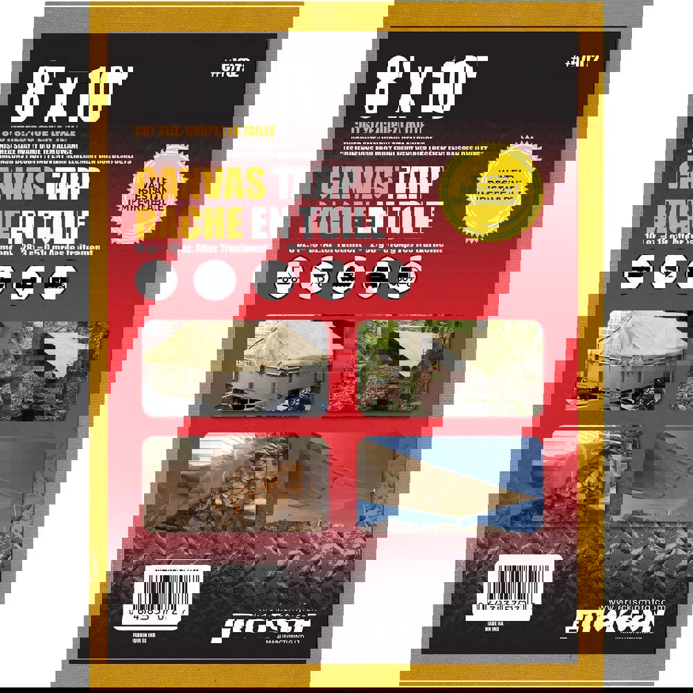 Tarp/Dust Cover: Beige, Canvas, 10' Long x 8' Wide