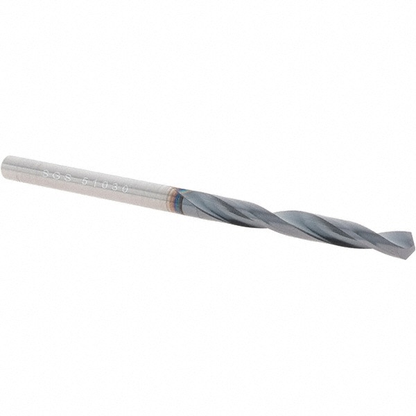 Jobber Length Drill Bit: #30 (0.1285) Dia, 118 deg, Solid Carbide