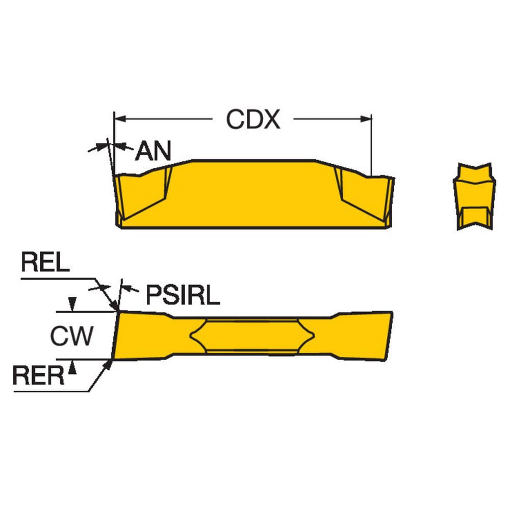 Cutoff Insert: L123E202001001CS 1125, Carbide, 2 mm Cutting Width