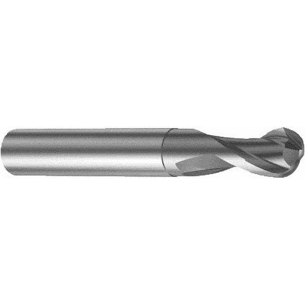 Ball End Mill: 2.50 mm Dia, 2.50 mm LOC, 2 Flute, Solid Carbide