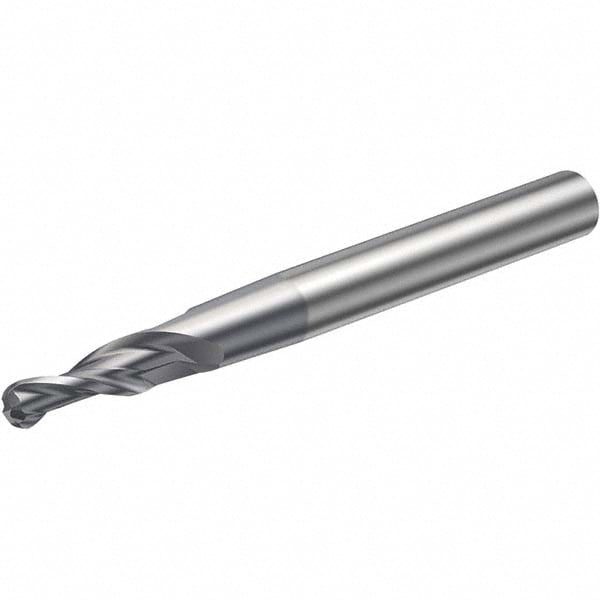 Ball End Mill: 4.00 mm Dia, 10.00 mm LOC, 2 Flute, Solid Carbide