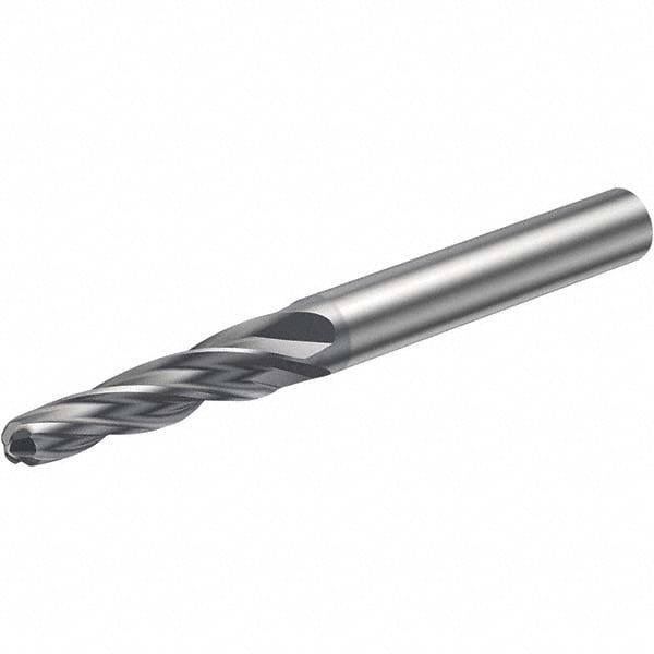 Ball End Mill: 6.00 mm Dia, 40.00 mm LOC, 4 Flute, Solid Carbide