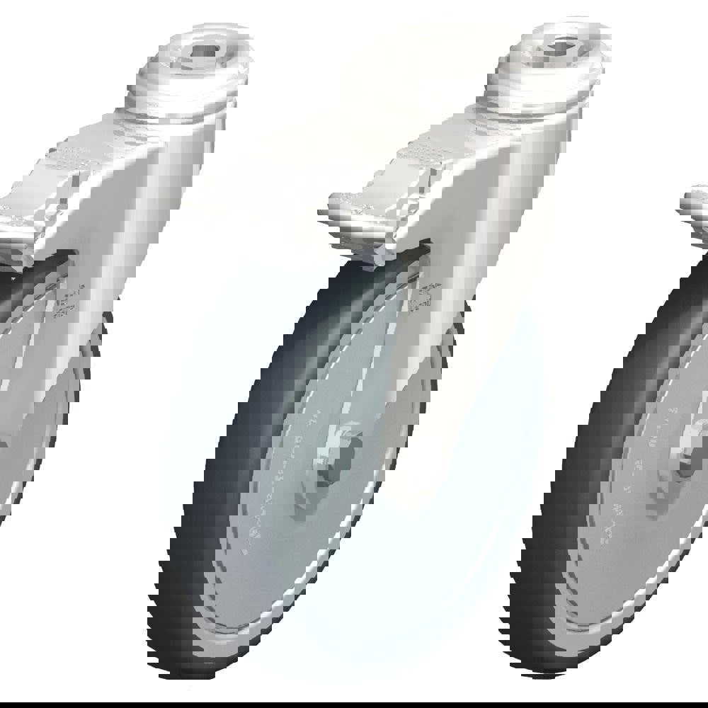 Standard Casters; Mount: Hollow Kingpin ; Caster Type: Swivel w/Brake ; Brake Type: Total-Lock Brake ; Bearing Type: Precision Ball ; Style: Single Ball ; Wheel Diameter (Inch): 5