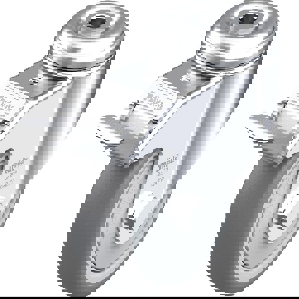 Standard Casters; Mount: Hollow Kingpin ; Caster Type: Swivel w/Brake ; Brake Type: Total-Lock Brake ; Bearing Type: Precision Ball ; Style: Single Ball ; Wheel Diameter (Inch): 3-1/8