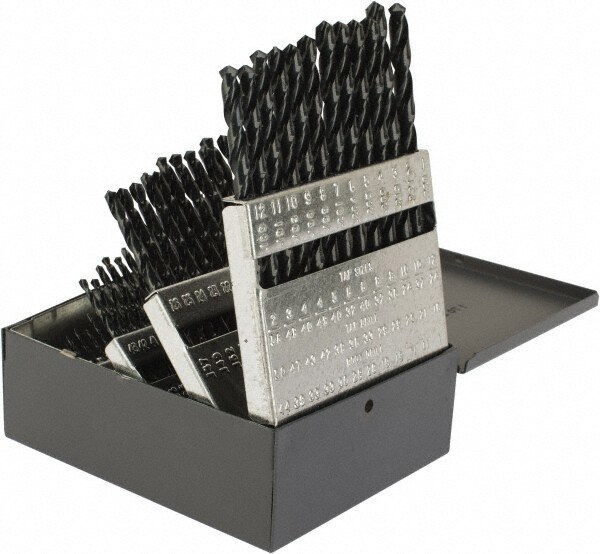 Drill Bit Set: Jobber Length Drill Bits, 80 Pc, 118 &deg;, High Speed Steel
