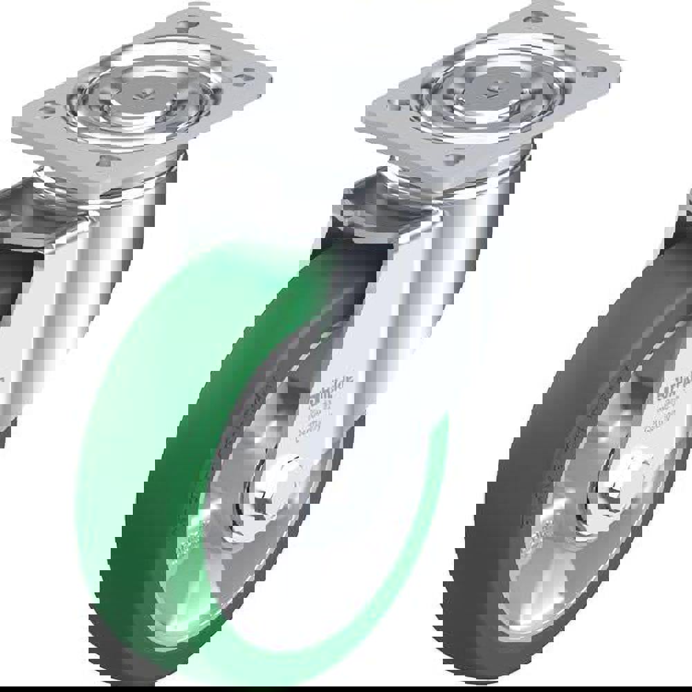 Swivel Top Plate Caster: Polyurethane-Elastomer Blickle Softhane, 6-1/2