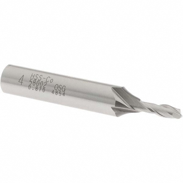 Square End Mill: 0.1575'' Dia, 7/16'' LOC, 3/8'' Shank Dia, 2-5/16'' OAL, 2 Flutes, Cobalt
