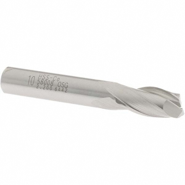 Square End Mill: 0.3937'' Dia, 13/16'' LOC, 3/8'' Shank Dia, 2-1/2'' OAL, 2 Flutes, Cobalt