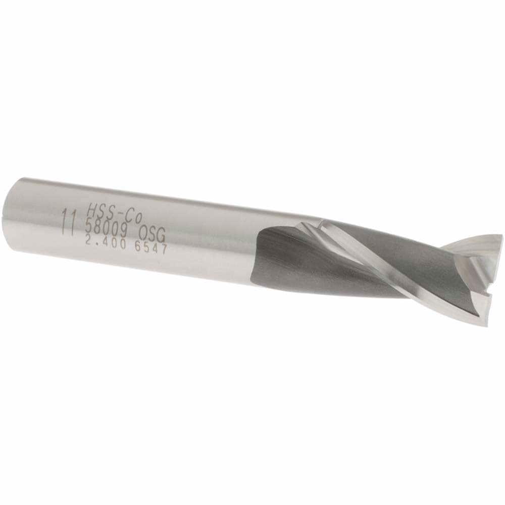 Square End Mill: 0.4331'' Dia, 13/16'' LOC, 3/8'' Shank Dia, 2-1/2'' OAL, 2 Flutes, Cobalt