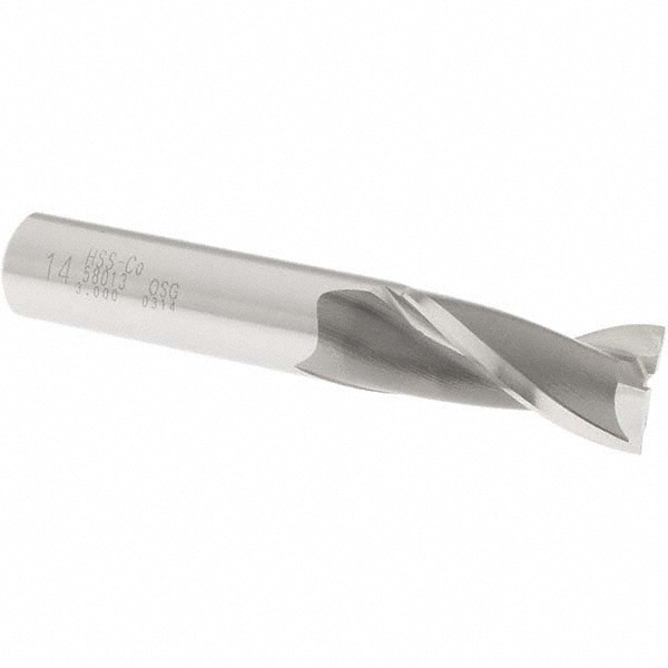 Square End Mill: 0.5512'' Dia, 1-1/8'' LOC, 1/2'' Shank Dia, 3-1/8'' OAL, 2 Flutes, Cobalt