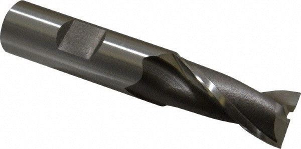 Square End Mill: 0.6299'' Dia, 1-5/16'' LOC, 5/8'' Shank Dia, 3-7/16'' OAL, 2 Flutes, Cobalt