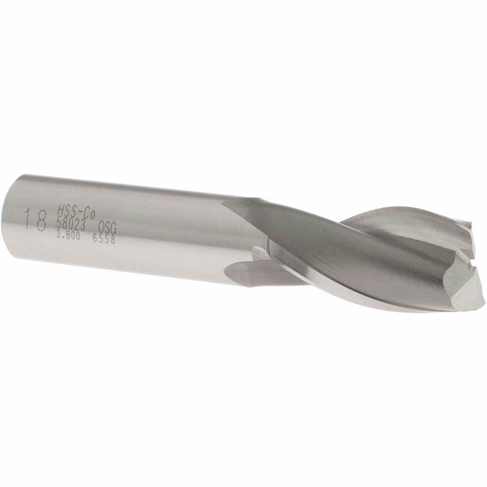 Square End Mill: 0.7087'' Dia, 1-5/16'' LOC, 5/8'' Shank Dia, 3-7/16'' OAL, 2 Flutes, Cobalt