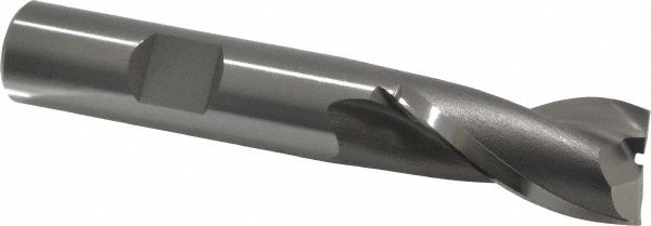 Square End Mill: 0.5709'' Dia, 1-1/8'' LOC, 1/2'' Shank Dia, 3-1/8'' OAL, 2 Flutes, Cobalt