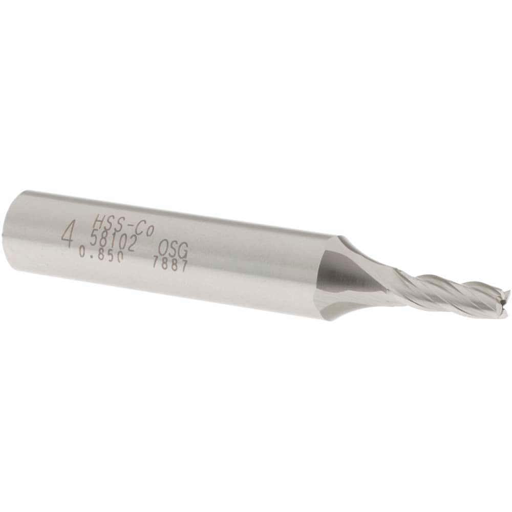 Square End Mill: 0.1575'' Dia, 7/16'' LOC, 3/8'' Shank Dia, 2-3/8'' OAL, 4 Flutes, Cobalt