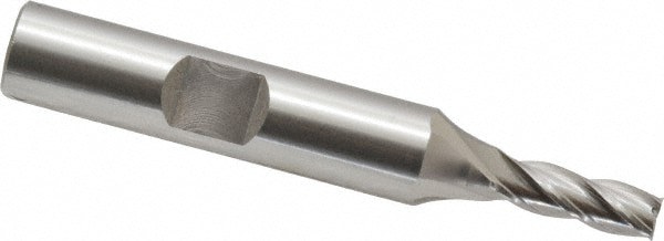 Square End Mill: 0.1969'' Dia, 9/16'' LOC, 3/8'' Shank Dia, 2-7/16'' OAL, 4 Flutes, Cobalt
