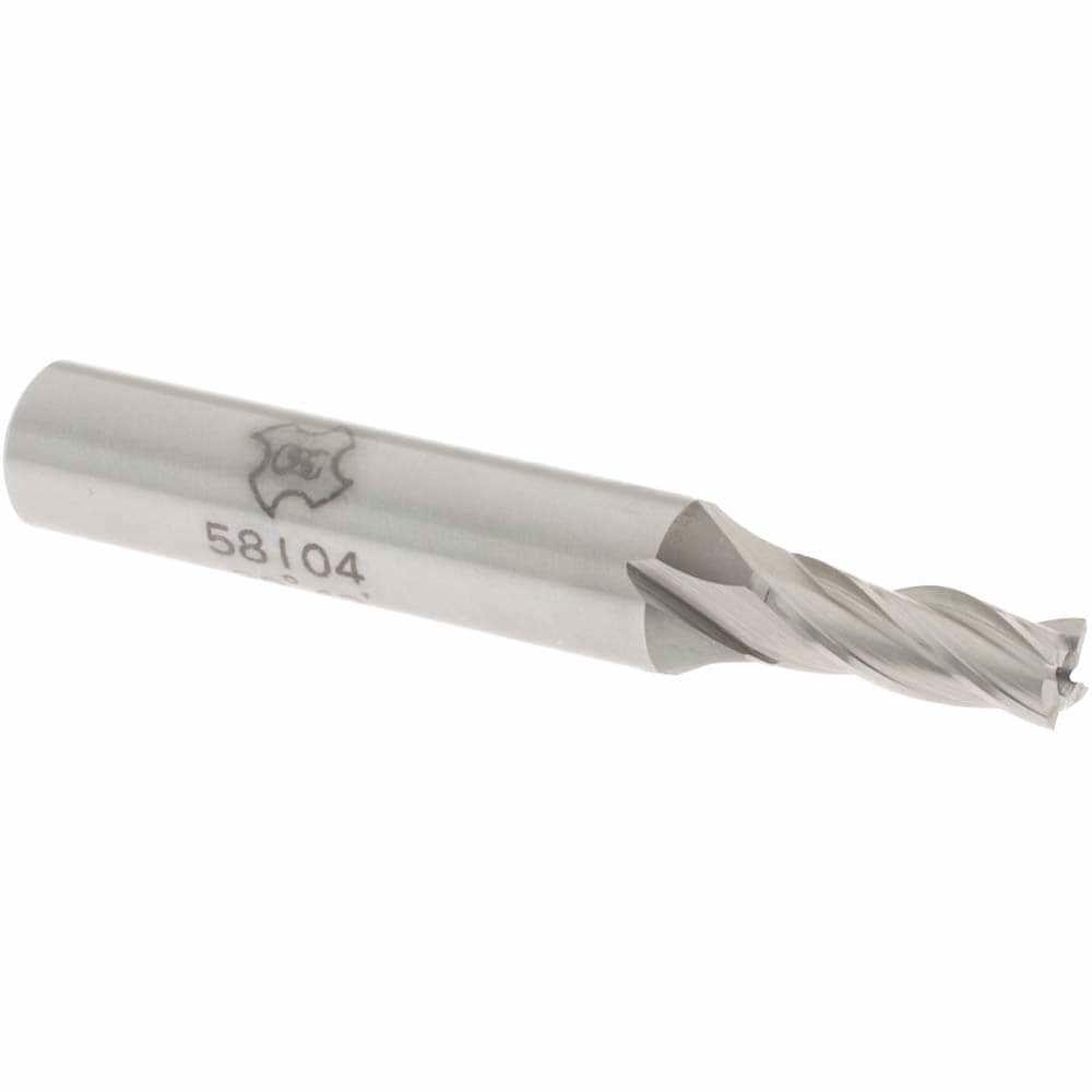 Square End Mill: 0.2362'' Dia, 5/8'' LOC, 3/8'' Shank Dia, 2-7/16'' OAL, 4 Flutes, Cobalt