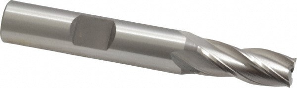 Square End Mill: 0.315'' Dia, 3/4'' LOC, 3/8'' Shank Dia, 2-1/2'' OAL, 4 Flutes, Cobalt