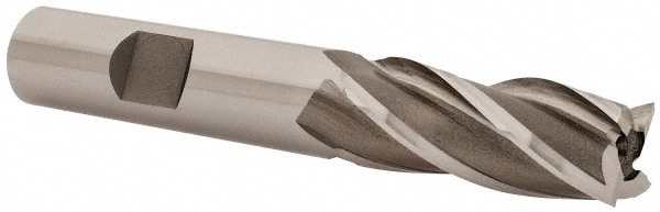 Square End Mill: 0.5118'' Dia, 1-1/4'' LOC, 1/2'' Shank Dia, 3-1/4'' OAL, 4 Flutes, Cobalt