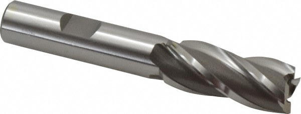 Square End Mill: 0.5906'' Dia, 1-3/8'' LOC, 1/2'' Shank Dia, 3-3/8'' OAL, 4 Flutes, Cobalt