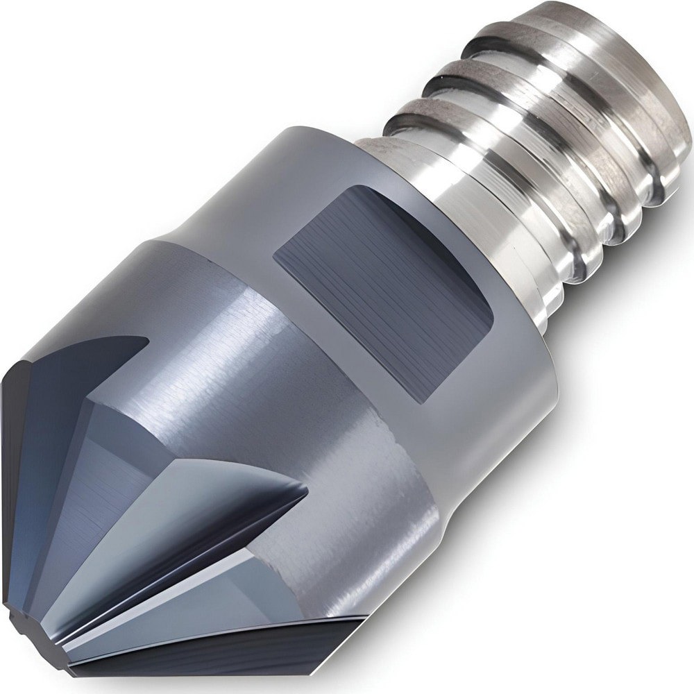 Corner Radius & Corner Chamfer End Mill Heads; Mill Diameter (mm): 20.00 ; Chamfer Width (mm): 10.000 ; Chamfer Angle: 45.000 ; Length of Cut (mm): 7.5000 ; Number Of Flutes: 6 ; Overall Length (mm): 25.5000
