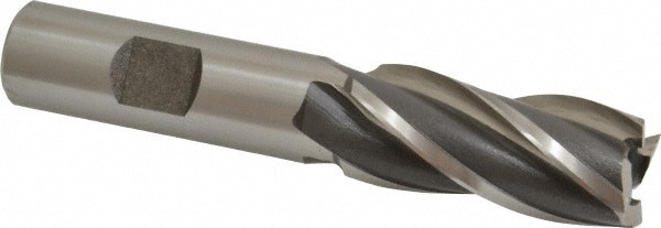 Square End Mill: 0.7087'' Dia, 1-5/8'' LOC, 5/8'' Shank Dia, 3-3/4'' OAL, 4 Flutes, Cobalt