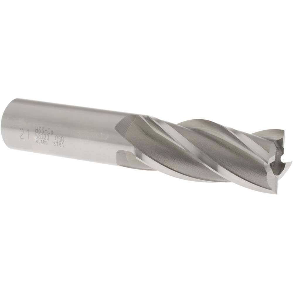 Square End Mill: 0.8268'' Dia, 1-7/8'' LOC, 3/4'' Shank Dia, 4-1/8'' OAL, 4 Flutes, Cobalt