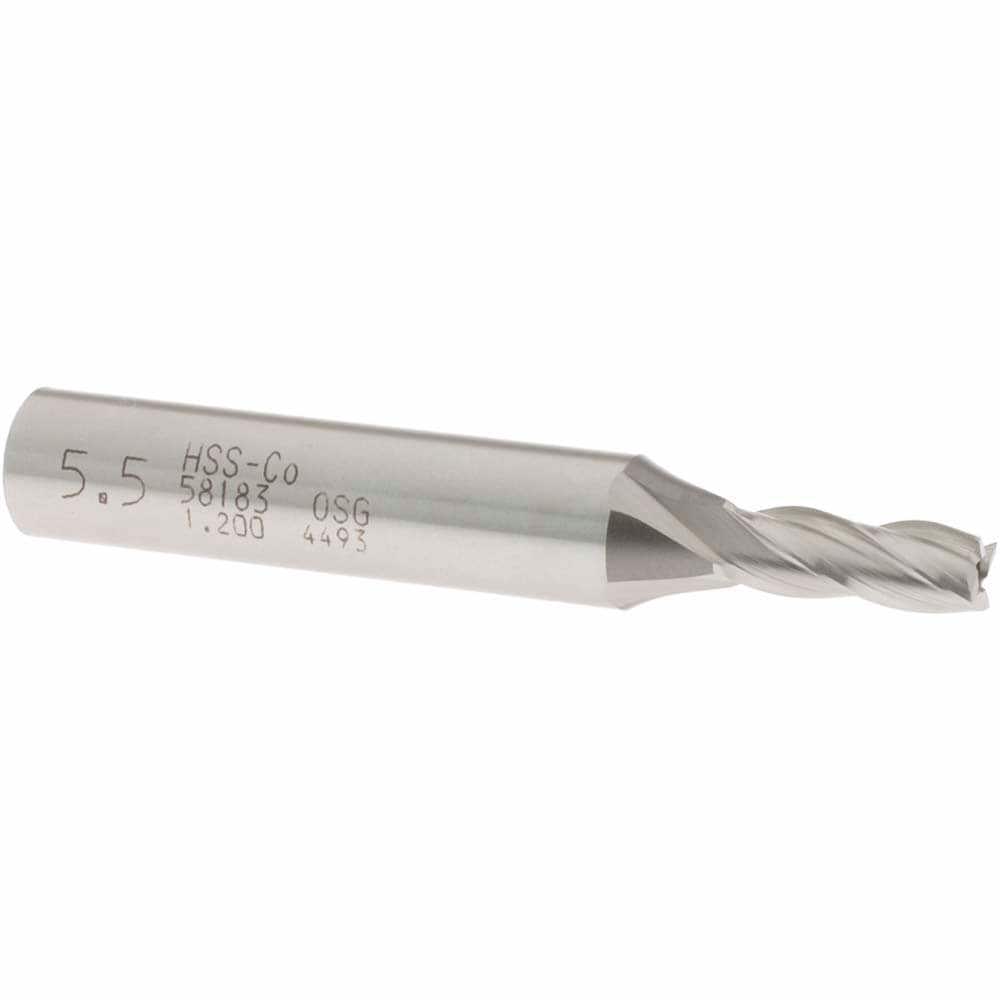 Square End Mill: 0.2165'' Dia, 9/16'' LOC, 3/8'' Shank Dia, 2-7/16'' OAL, 4 Flutes, Cobalt