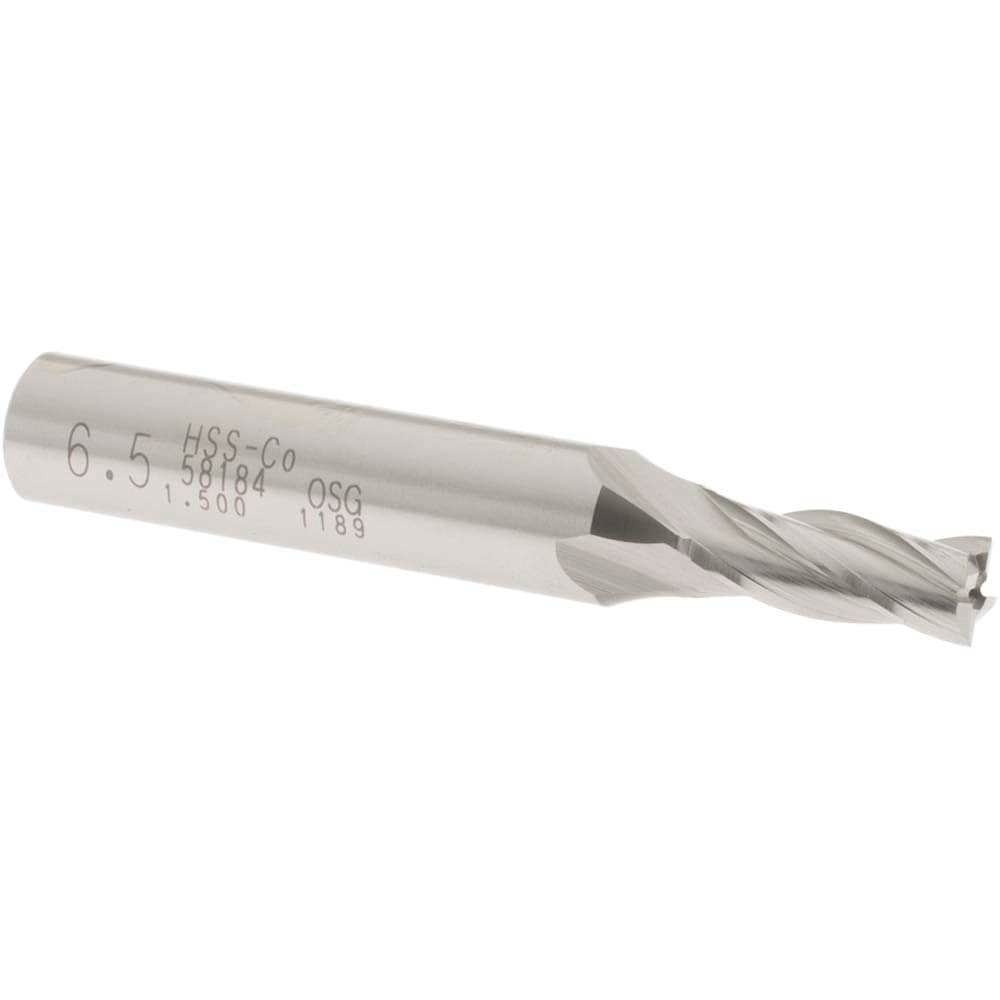 Square End Mill: 0.2559'' Dia, 5/8'' LOC, 3/8'' Shank Dia, 2-7/16'' OAL, 4 Flutes, Cobalt