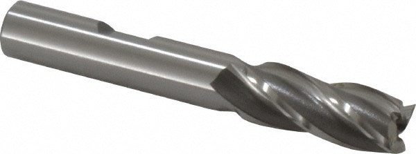 Square End Mill: 0.4134'' Dia, 1'' LOC, 3/8'' Shank Dia, 2-11/16'' OAL, 4 Flutes, Cobalt