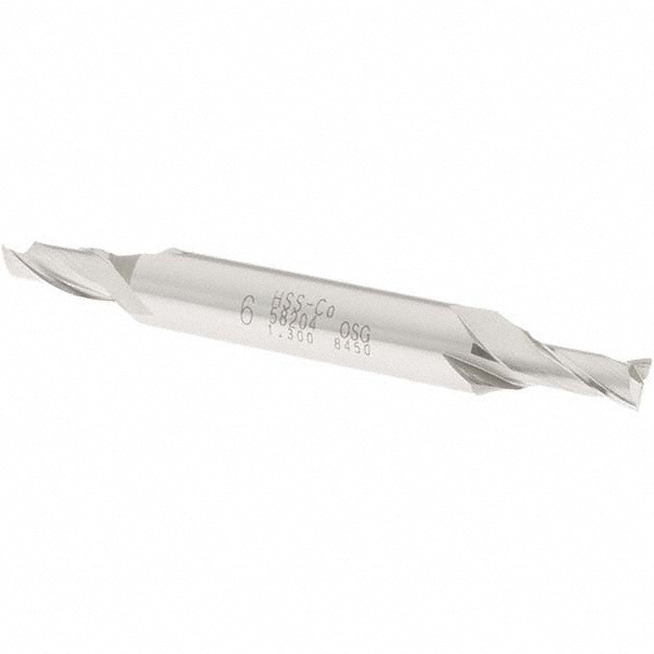 Square End Mill: 0.2362'' Dia, 1/2'' LOC, 3/8'' Shank Dia, 3-1/8'' OAL, 2 Flutes, Cobalt