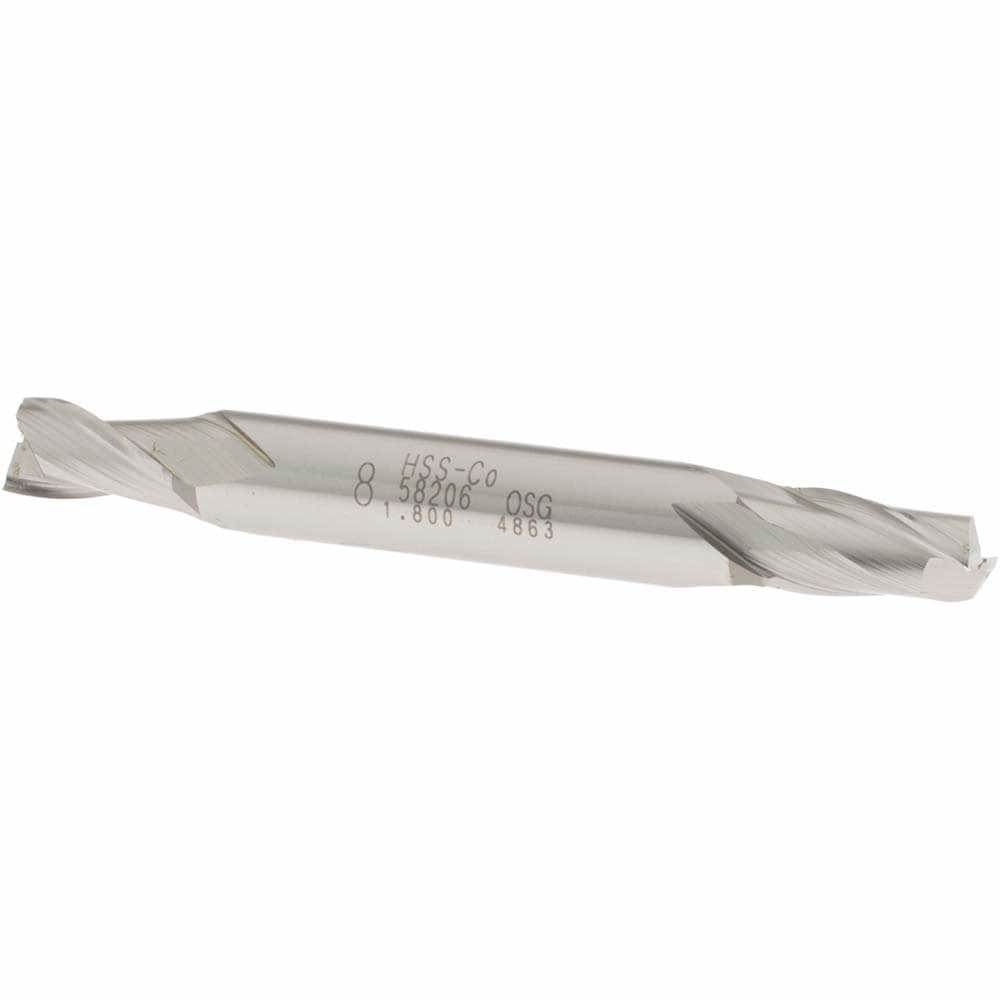 Square End Mill: 0.315'' Dia, 9/16'' LOC, 3/8'' Shank Dia, 3-1/8'' OAL, 2 Flutes, Cobalt