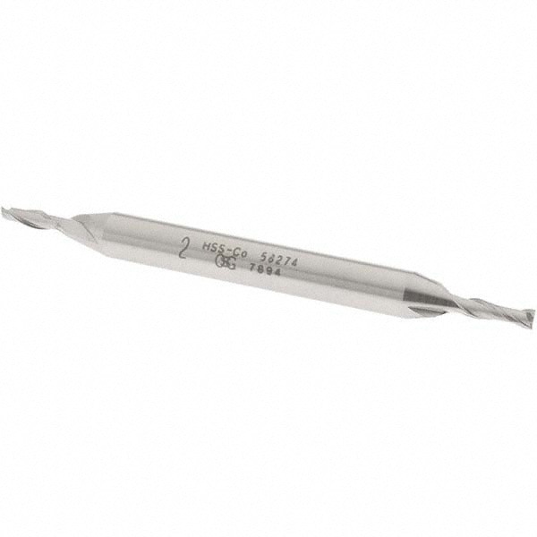 Square End Mill: 0.0787'' Dia, 15/64'' LOC, 3/16'' Shank Dia, 2-1/4'' OAL, 2 Flutes, Cobalt
