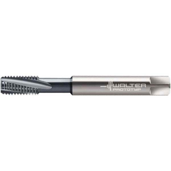 Spiral Flute Tap: M8x1.25 Metric, 3 Flutes, Modified Bottoming, 6HX Class of Fit, Solid Carbide, TICN Coated