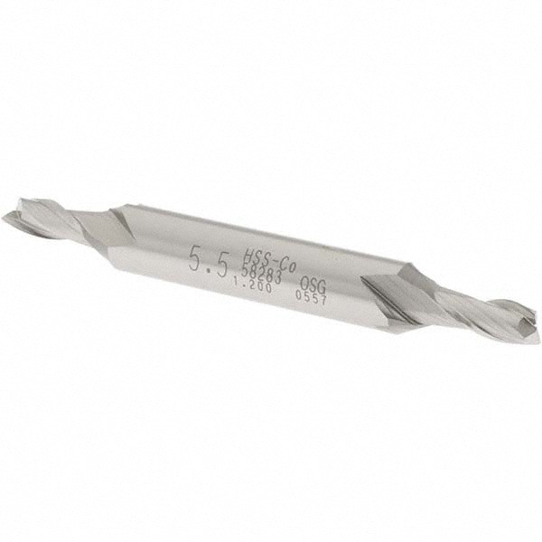 Square End Mill: 0.2165'' Dia, 1/2'' LOC, 3/8'' Shank Dia, 3-1/8'' OAL, 2 Flutes, Cobalt