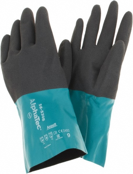 Series 58-530B Chemical Resistant Gloves: 13.00 Thick, Nitrile, Supported,