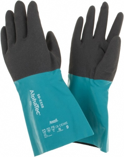 Series 58-535 Chemical Resistant Gloves: 13.00 Thick, Nitrile, Supported,