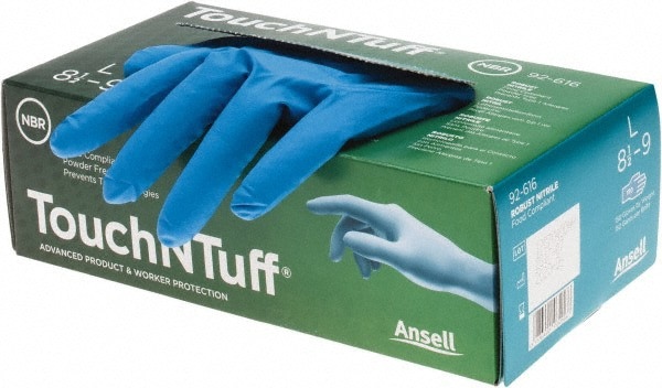 Series TouchNTuff Disposable Gloves: Size Large, 3.1 mil, Uncoated-Coated Nitrile, Industrial Grade, Unpowdered