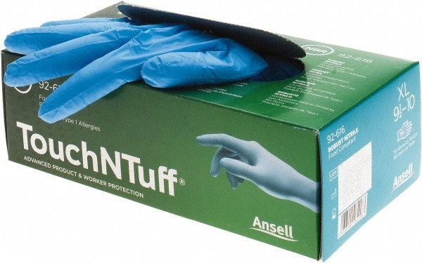 Series TouchNTuff Disposable Gloves: Size X-Large, 3.1 mil, Uncoated-Coated Nitrile, Industrial Grade, Unpowdered