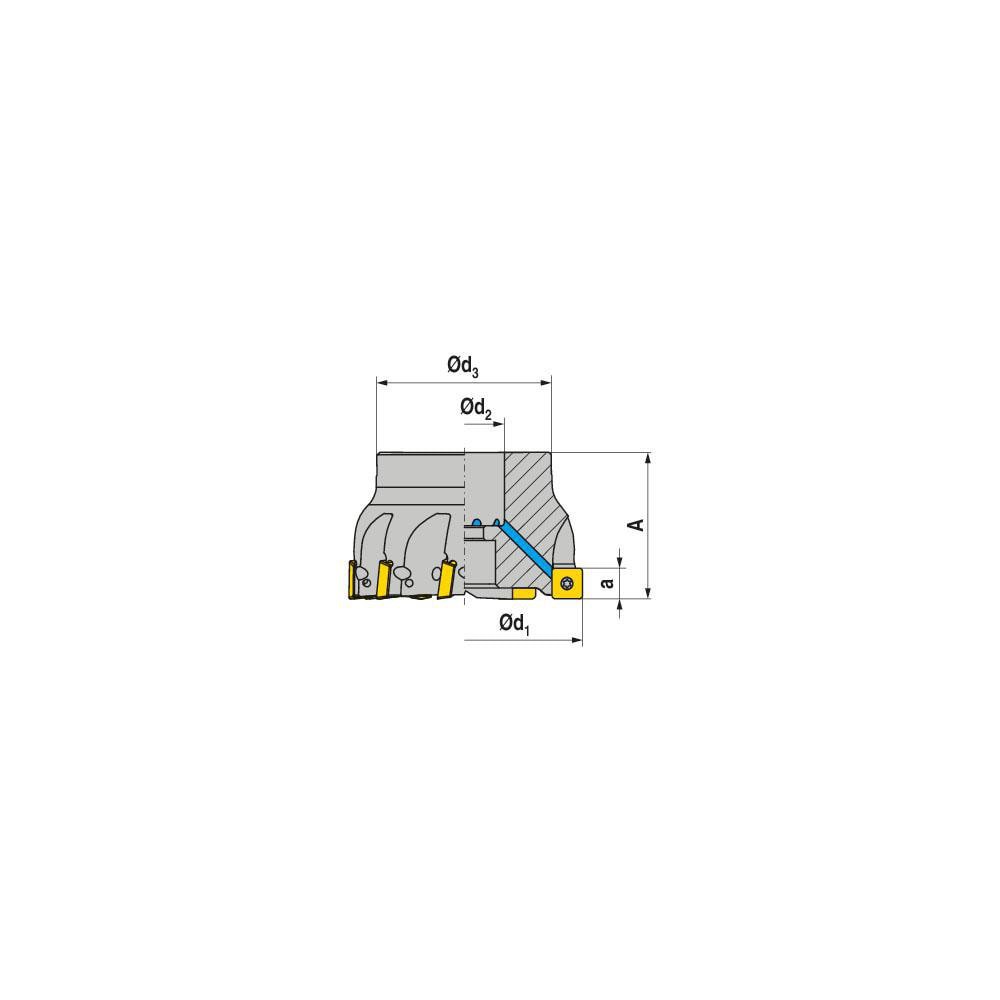 Indexable Square-Shoulder Face Mill: A490300R0909A100200EF, 3'' Cut Dia, 1.0000