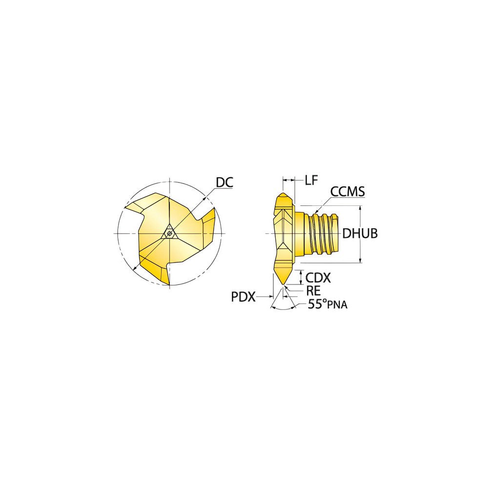 Milling Tip Inserts; Milling Tip Type: Thread Mill ; Milling Tip Style: 17Y_55 ; Maximum Depth of Cut (mm): 3.60 ; Cutting Diameter (mm): 21.69 ; Tool Material: Carbide ; Manufacturer Grade: IN1530
