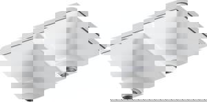 33 in. Undermount Cast Iron Double Bowl Kitchen Sink in White