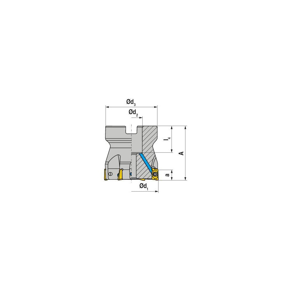 Indexable Square-Shoulder Face Mill: A211200R1007A075175EF, 2'' Cut Dia, 0.7500