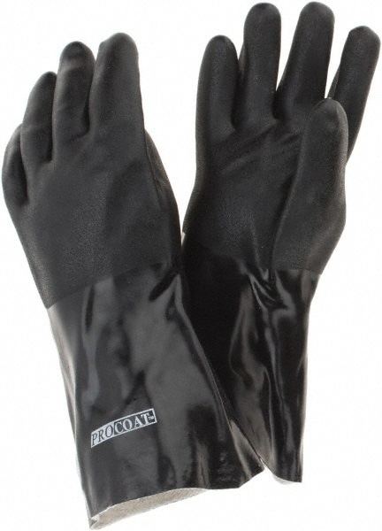 Chemical Resistant Gloves: ProCoat Procoat, Size One Size, Polyvinylchloride-Coated, Cotton, Supported