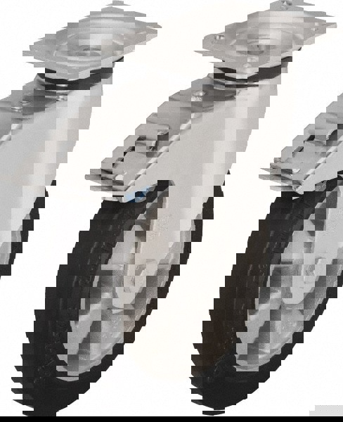 Swivel Top Plate Caster: Solid Rubber, 8