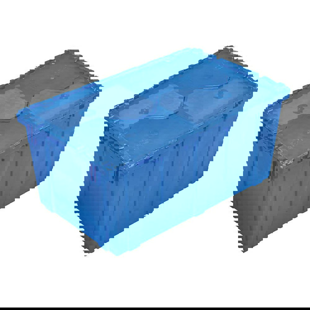 2.4 Cu Ft, 70 Lb Load Capacity Blue Polyethylene Attached-Lid Container