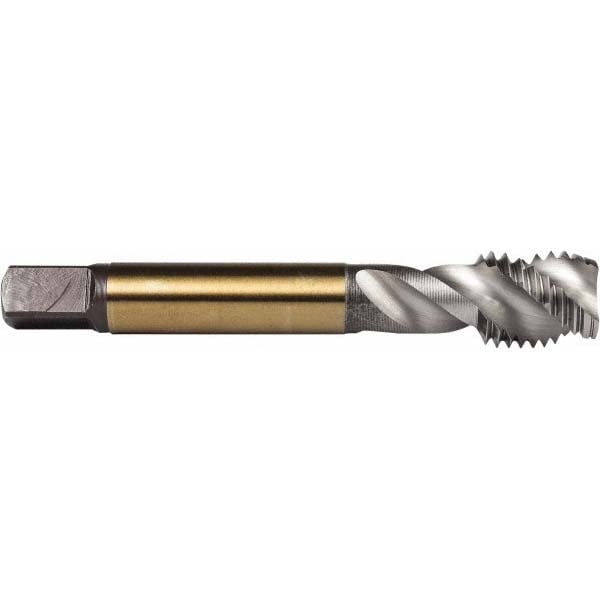 Spiral Flute Tap: M8x1.25 Metric Coarse, 3 Flutes, Modified Bottoming, 6H Class of Fit, Powdered Metal, Bright/Uncoated