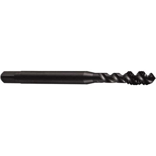 Spiral Flute Tap: 3/8-16 UNC, 3 Flutes, Modified Bottoming, 3B Class of Fit, Powdered Metal, Oxide Coated