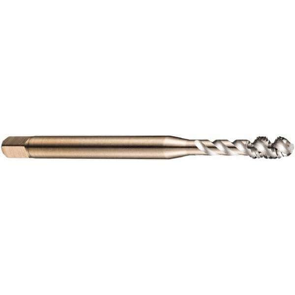 Spiral Flute Tap: #10-32, UNF, 3 Flute, Modified Bottoming Chamfer, 2B Class of Fit, Powdered Metal, Oxide Finish