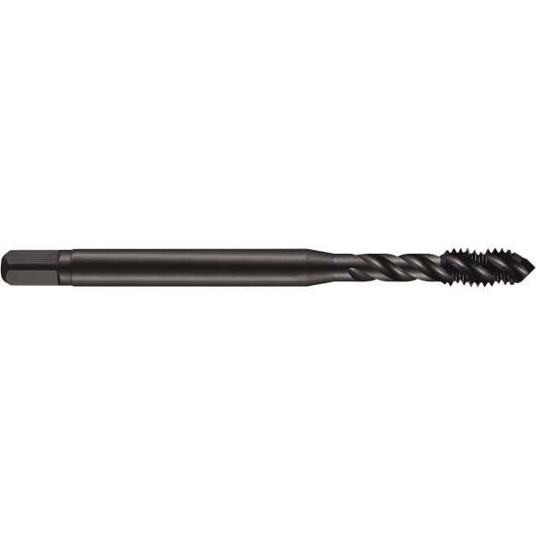 Spiral Flute Tap: 3/8-24 UNF, 3 Flutes, Modified Bottoming, 3B Class of Fit, Powdered Metal, Oxide Coated