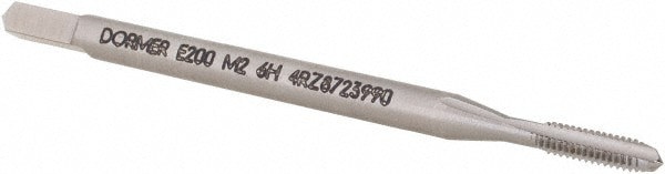 Straight Flute Tap: M2x0.4 Metric Coarse, 3 Flute, Bottoming Chamfer, 6H Class of Fit, Cobalt, Bright/Uncoated Finish